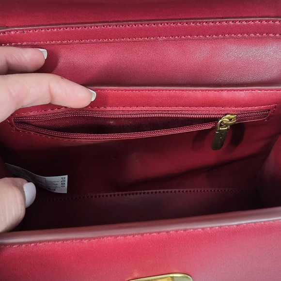 Charles & Keith NEW Red Quilted Crossbody Bag with Coin Case Pouch - Picture 11 of 14